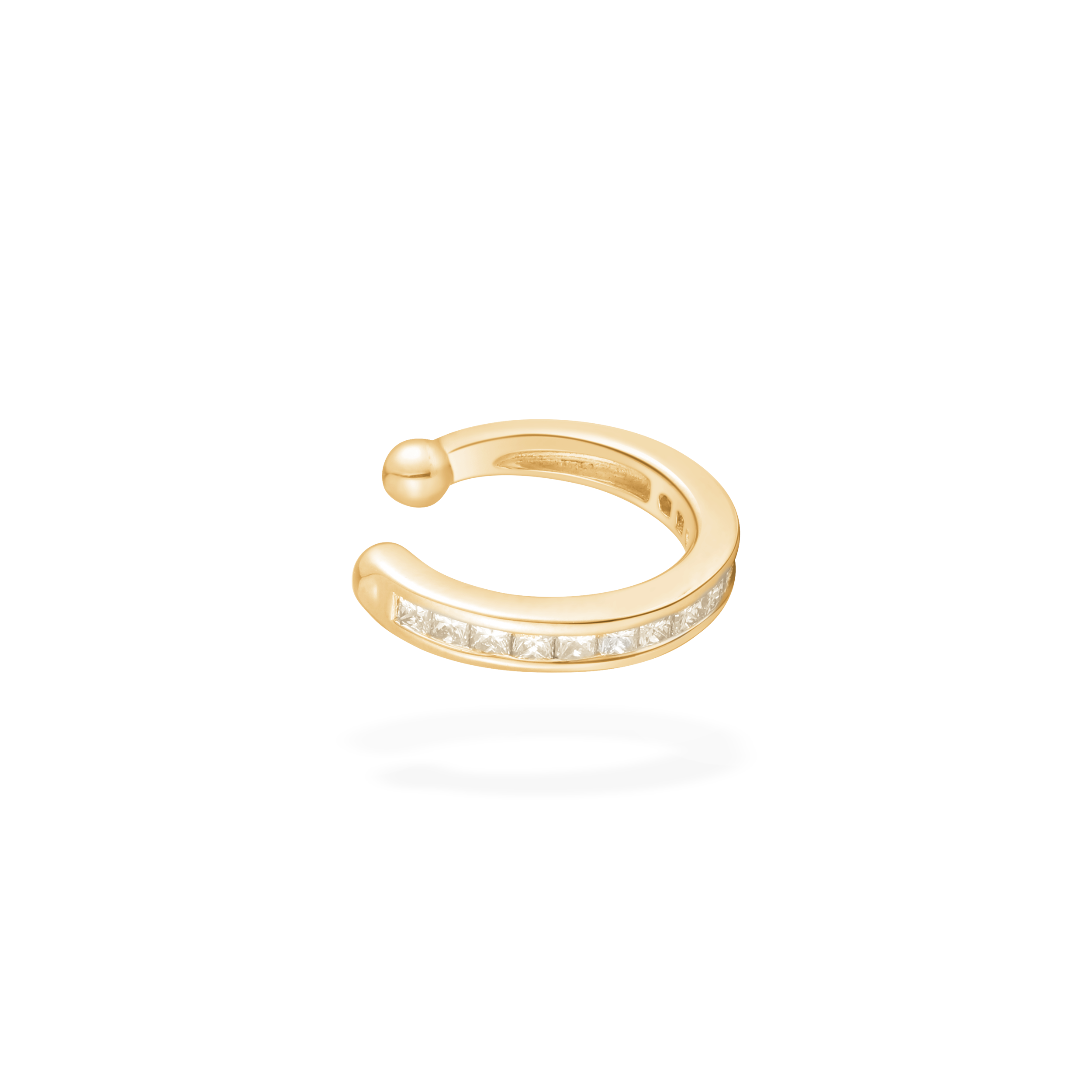 Channel-set princess cut ear cuff